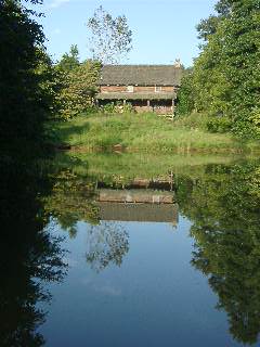 Log house on lake